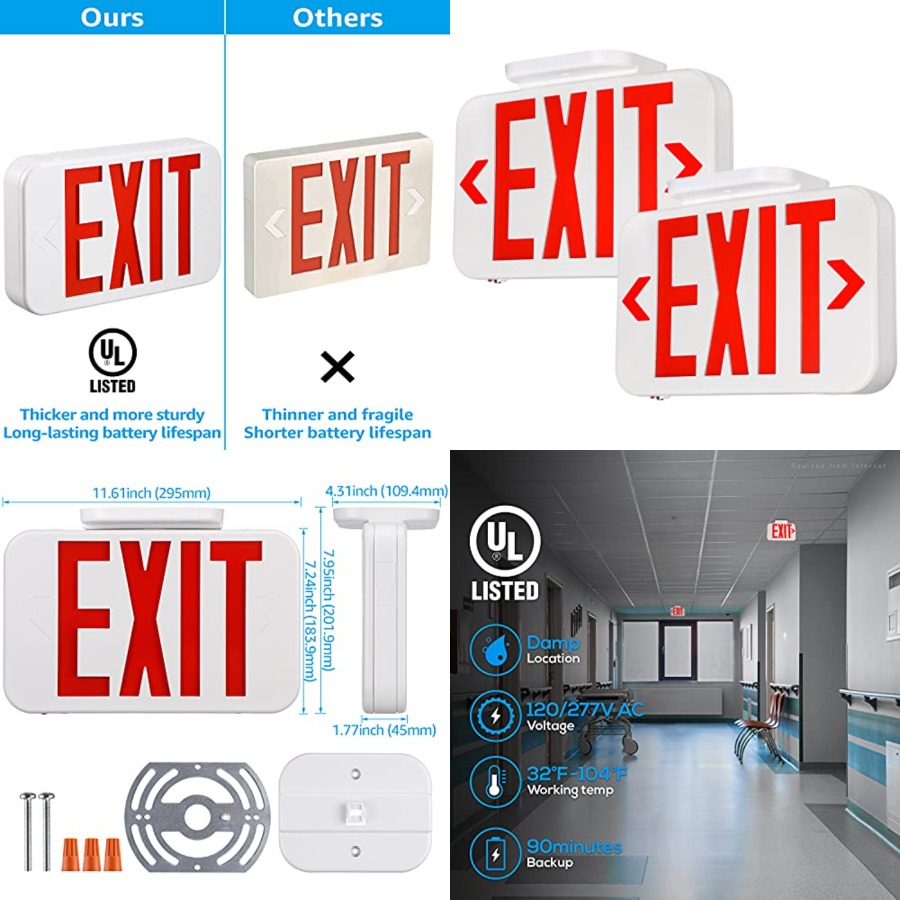 LED Exit Sign, Emergency Exit  - Emergency Exit Sign 评论和价格